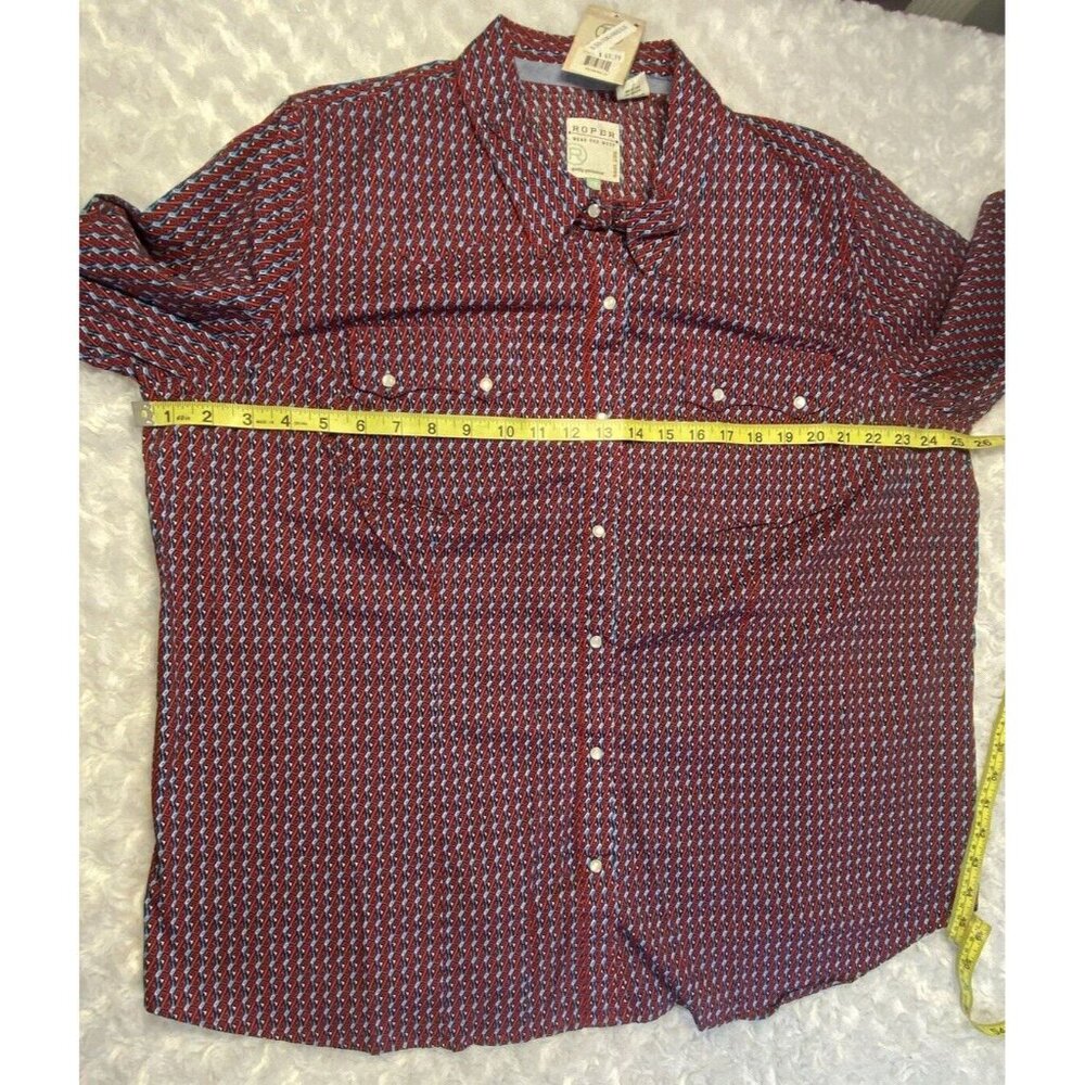 Roper Women's Red & Blue Print Long Sleeve Pearl Snap Western Shirt 2 XL rodeo - Picture 4 of 10